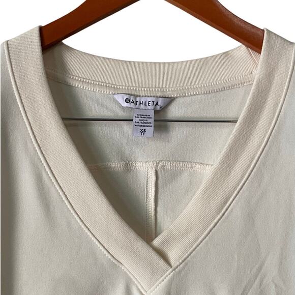 NWT Athleta Retroterry V Neck Sweatshirt XS White Oversized Sweater Vest Preppy - Picture 6 of 11
